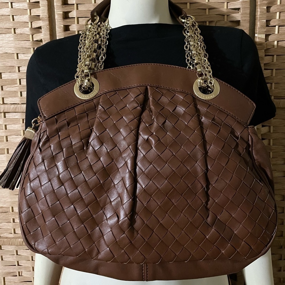 Anne Klein Bag Genuine Leather Purse Chain Shoulder Strap Bag Authentic Like NEW - Picture 6 of 15